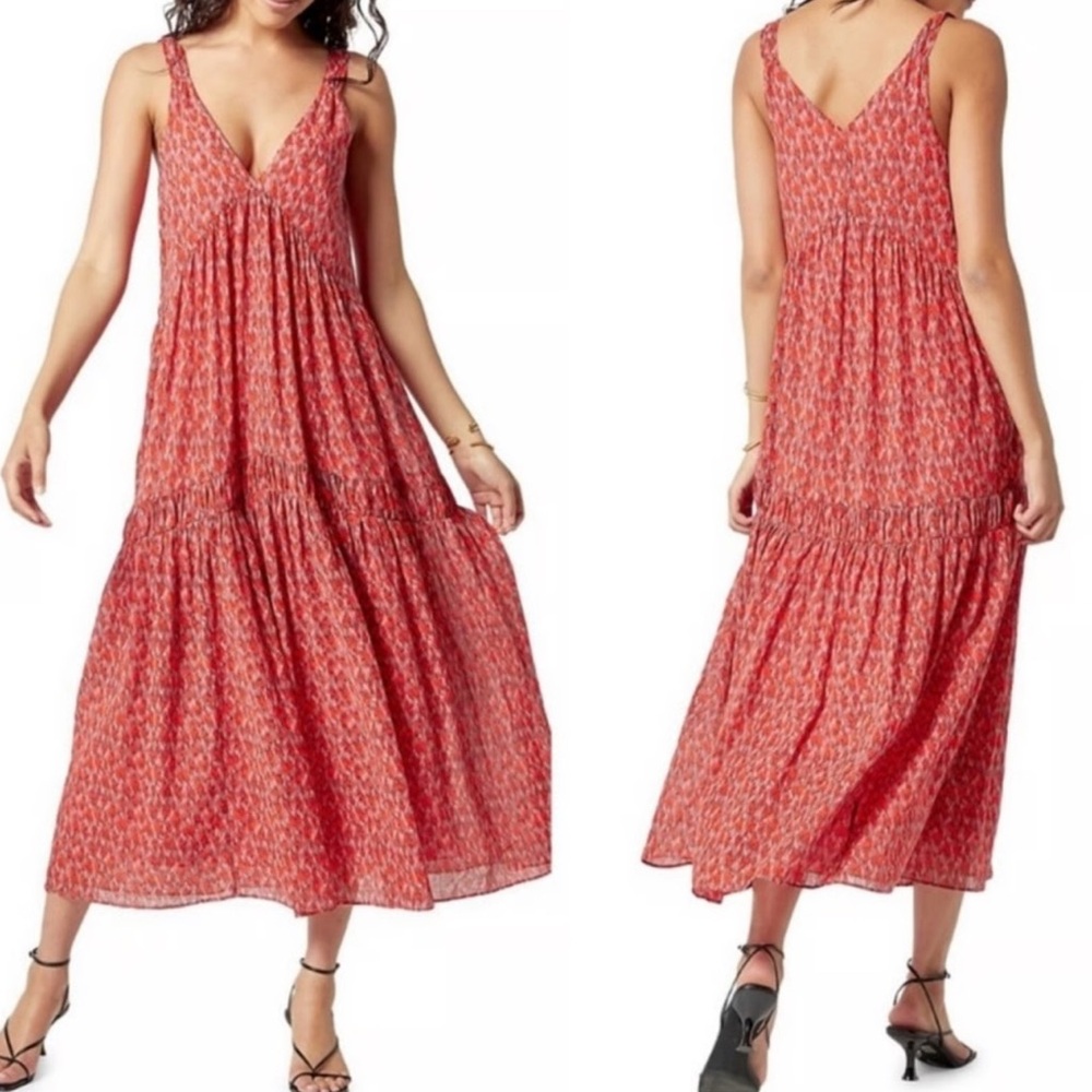 Joie Tiered Maxi Dress S Cottagecore Brunch Cherry Blossom Floral Boho Beachy